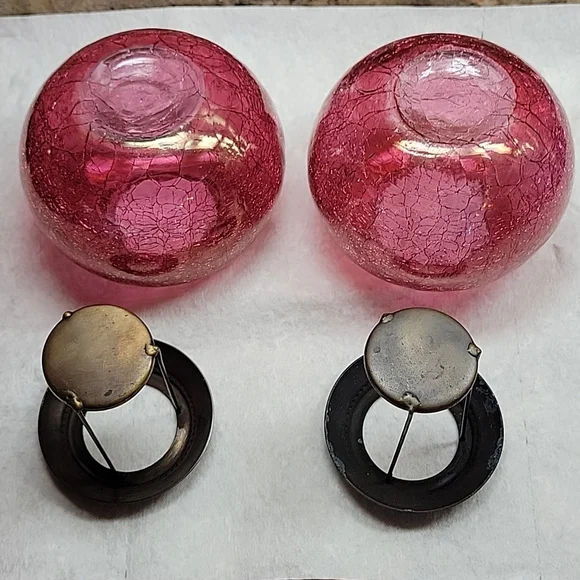 Vintage crackle glass tea light holders (2) - Picture 6 of 8